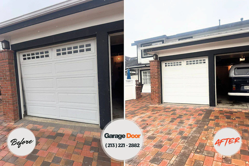 Before and after: garage door repair Whitesboro, AL